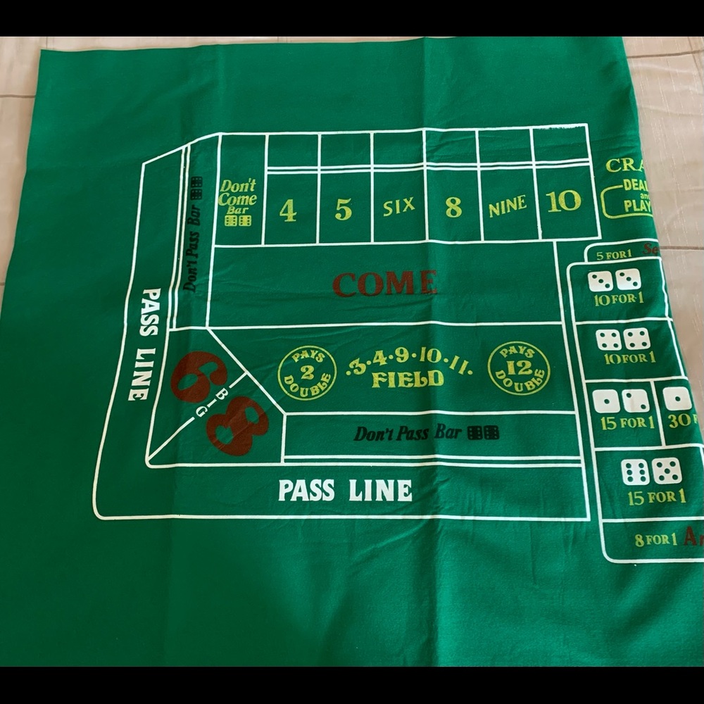 Craps Casino Game Felt Layout Cloth